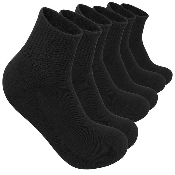 Men's High Quality Cotton Cushioned Black Ankle Crew Socks Size 9-13