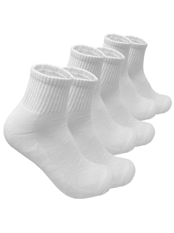 Men's High Quality Cotton Cushioned White Ankle Crew Socks Size 9-13