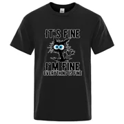 Mens High Quality T-shirt 100% Cotton Funny Cool Cat Printed T-shirt Casual Mens Short Sleeve T-shirt for Men T-Shirt Male Top