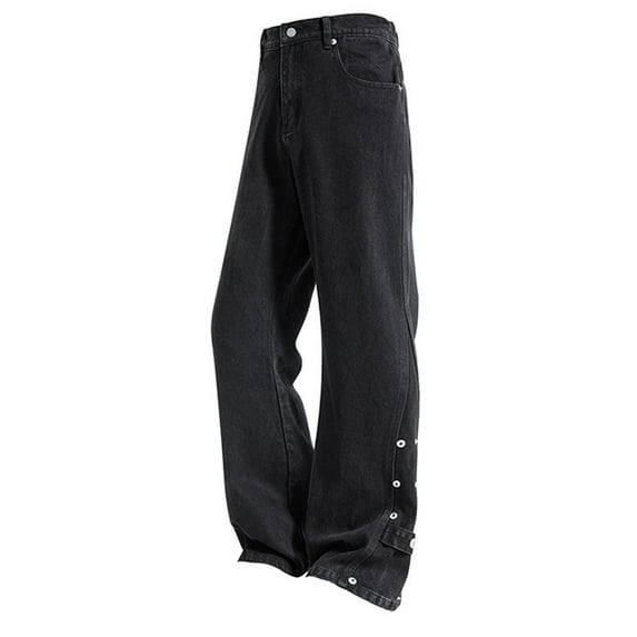 Men's High Street Baggy Denim Jeans Loose Fit Hop Techwear Cargo Pants with Multiple Pockets for Style