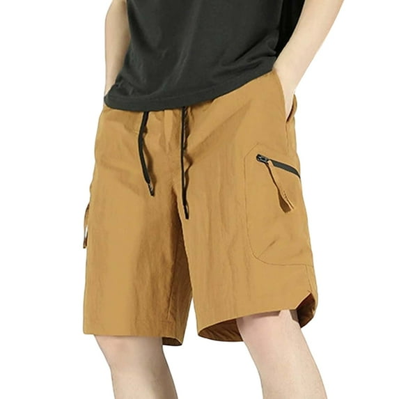 Men's High Street Fashion Leather Shorts - Pleated Design, Straight Fit