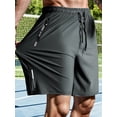 thumbnail image 1 of Men's High-Stretch Athletic Shorts – Adjustable waist, zippered pockets, printed black stretch fabric. Great for workouts, casual, beach & outdoor., 1 of 9