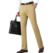 Men's High Stretch Classics Pants Regular-Fit Thin Breathable Comfort-Slacks Chino Flats Business-Suit Pants
