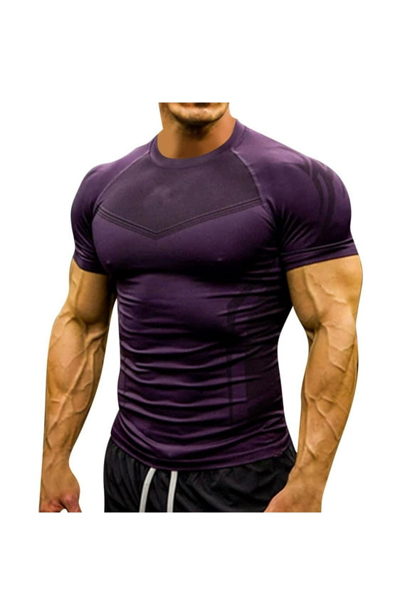 Men's High Stretch Short Sleeve Performance T-Shirt for Gym Training and Athletic Workouts