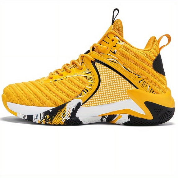 Men’s High-Top Basketball Shoes – Breathable Mesh Athletic Sneakers with Non-Slip Cushioned Sole, Lightweight Wear-Resistant Sports Shoes for Indoor Outdoor Training & Streetwear