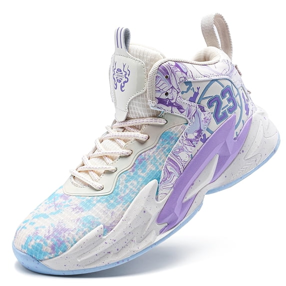 Bolognifi Men's High Top Basketball Shoes with Breathable Mesh Cushioning Support and Non Slip Sole Basketball Boots