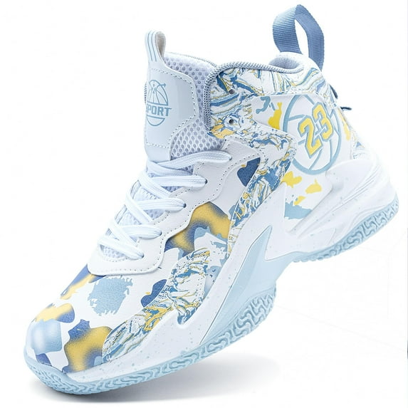 Bolognifi Men's High Top Basketball Shoes with Breathable Mesh Cushioning Support and Non Slip Sole Basketball Boots