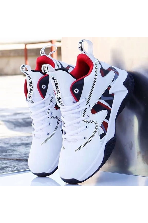 Men's High - Top Basketball Shoes with Synthetic Upper, Color - Block Design, Shock - Absorbing Cushioned Sole & Anti - Slip Traction