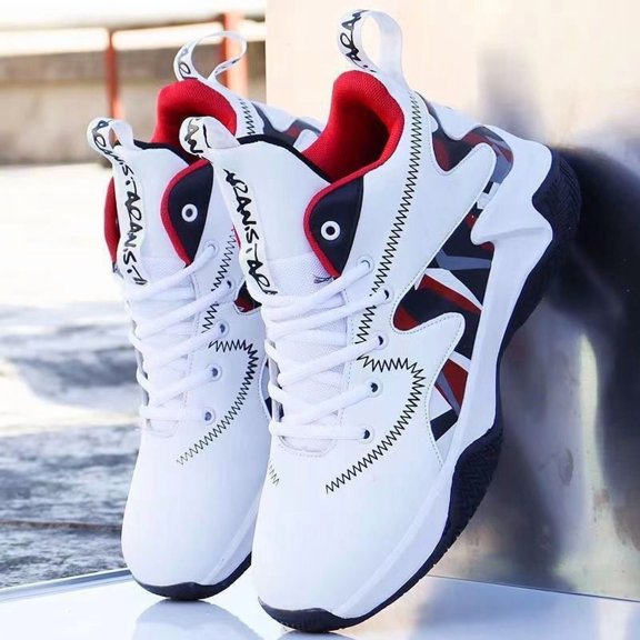 Men's High - Top Basketball Shoes with Synthetic Upper, Color - Block Design, Shock - Absorbing Cushioned Sole & Anti - Slip Traction