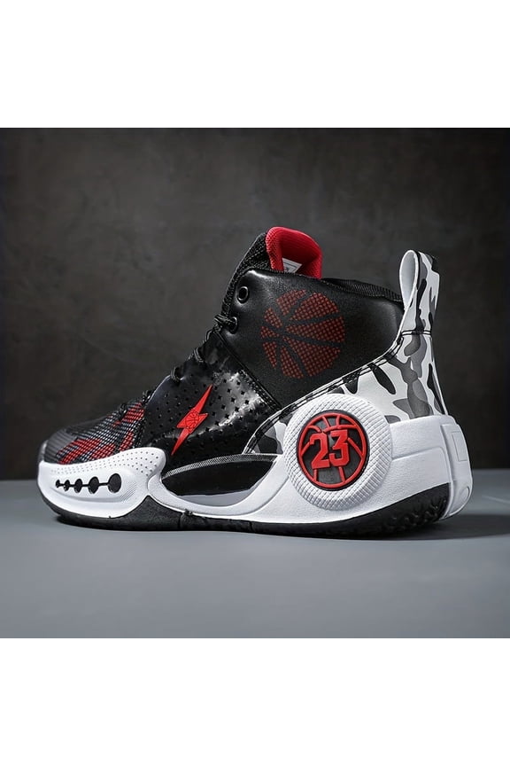 Men's High-Top Basketball Sneakers Anti-Slip Traction TPR Sole Upper Lace-Up Training Shoes Suitable for Outdoor, Casual Wear, & Court - Winter/Spring/Fall Athletic Footwear with Cushioned Sole for