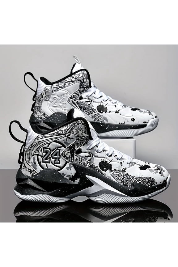 Men's High-Top Basketball Sneakers - Comfortable, Non-Slip, Durable Lace-Up Sneakers for All Seasons