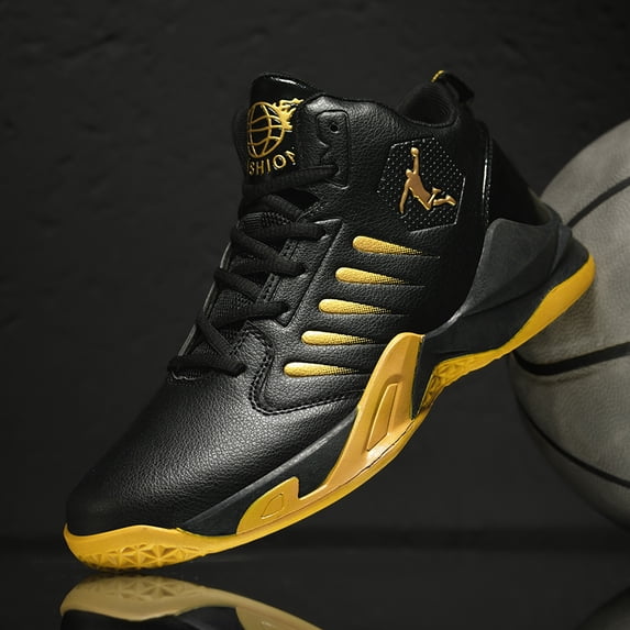 Men's High-Top Basketball Sneakers, Durable Leather Performance Shoes with Non-Slip Sole for Sports, Training, and Casual Wear