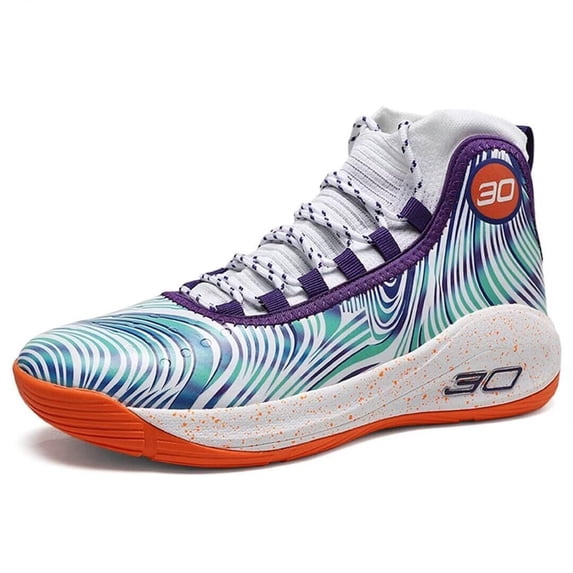 Men's High Top Basketball Training Shoes, Lightweight Cushioned Non-Slip Rubber