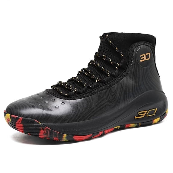 Men's High Top Basketball Training Shoes, Lightweight Cushioned Non-Slip Rubber