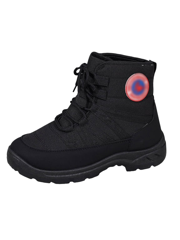 Men's High Top Boots Fleece Lined Warm Outdoor Waterproof Hiking Climbing Shoes Winter Snow Non Slip Ankle Booties