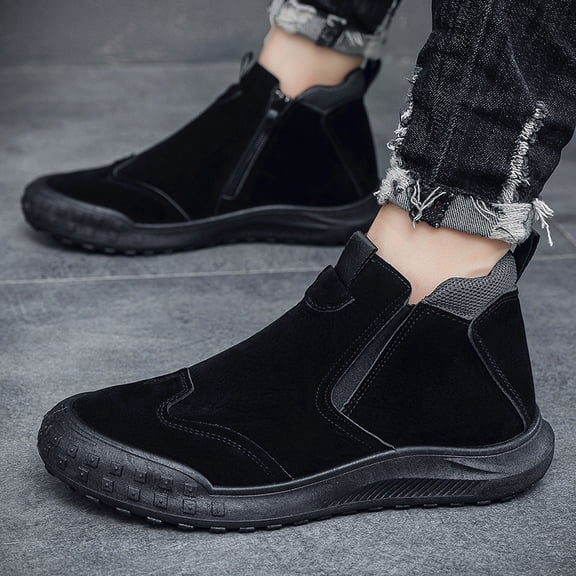 Men's & High-Top Boots - Slip-On Outdoor Casual Shoes with Low-Cut Tube, Rubber Sole & Cushioned Insole - All-Terrain Traction for,, Casual Attire (Unisex)