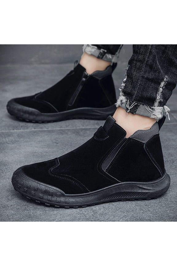 Men's & High-Top Boots - Slip-On Outdoor Casual Shoes with Low-Cut Tube, Rubber Sole & Cushioned Insole - All-Terrain Traction for,, Casual Attire (Unisex)
