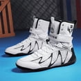 thumbnail image 1 of Men's High Top Boxing Wrestling Shoes Lightweight Breathable Mesh High Ankle Support Non Slip Rubber Sole Professional Combat Sports Gym Training Sneakers, 1 of 9