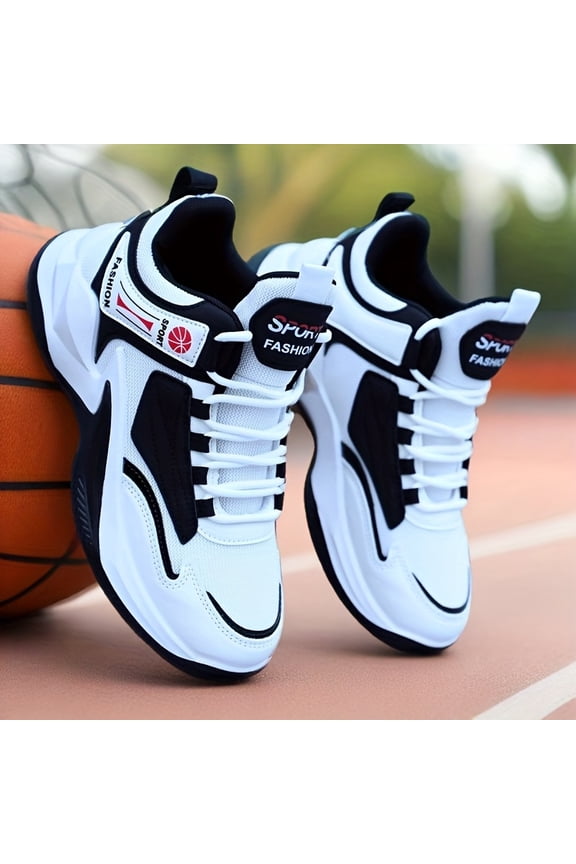 Men's High-Top Breathable Basketball Shoes for Summer, Lightweight and Comfortable Casual Running Sneakers in White