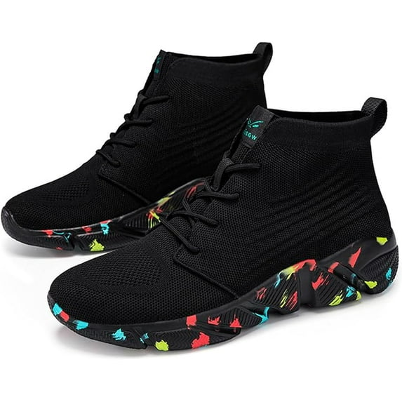 Men's High Top Breathable Sock Walking Shoes Casual Slip On Lightweight Soft Sole Fashion Sneakers Comfortable Work Gym Running Athletic Shoes