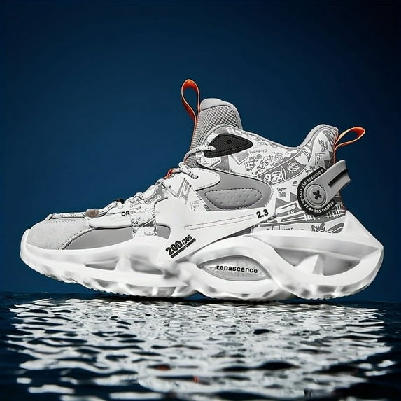 Men's High-Top Casual Sneakers - Breathable Lace-Up Outdoor Shoes with Durable Rubber Sole, All-Season Comfort for Hiking, Running & Urban Streetwear