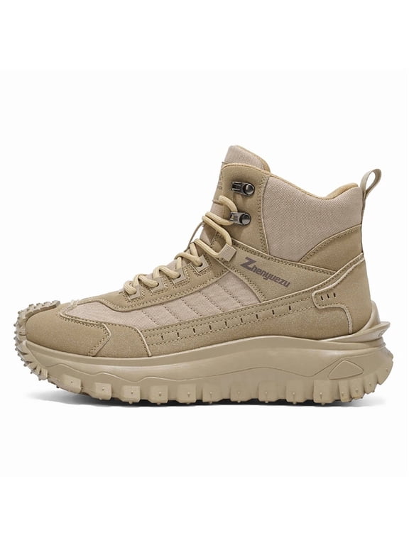 Men's High Top Hiking Boots, Lace Up Rugged Outdoor Ankle Boots for Trekking & Daily Wear