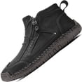 thumbnail image 1 of Men's High Top Loafers -Handcrafted Waterproof Leather Shoes, Ankle Boots with Side Zipper, Non-Slip Outdoor Sneakers, Warm Slip-On Footwear for Hiking Casual Walking, 1 of 6