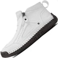 thumbnail image 1 of Men's High Top Loafers -Handcrafted Waterproof Leather Shoes, Ankle Boots with Side Zipper, Non-Slip Outdoor Sneakers, Warm Slip-On Footwear for Hiking Casual Walking, 1 of 6