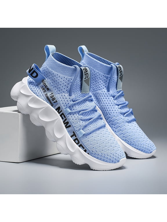 Men's High-Top Slip-On Sneakers with Letter Print - Breathable Fabric & MD Cushioning, All-Season Gym Running Walking Shoes for Casual Wear, Trendy Sportswear, Comfortable Fit, Flexible Footwear