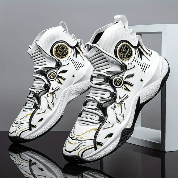 Men's High-Top Sneakers/ Basketball Shoes with Anti-Slip Rubber Sole,Breathable Mesh Upper,All-Terrain Traction,Ideal for Basketball, Casual Attire - Durable Comfortable with Enhanced Grip, Men Shoes