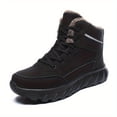 thumbnail image 1 of Men's High-Top Snow Boots, Winter Warm Fleece-Lined Outdoor Sports Shoes, Solid Color, Lace-Up Closure, PU Upper, Fabric Inner & Insole, EVA Sole, for Hiking & Casual Use - Black/Khaki, Winter Boots, 1 of 10