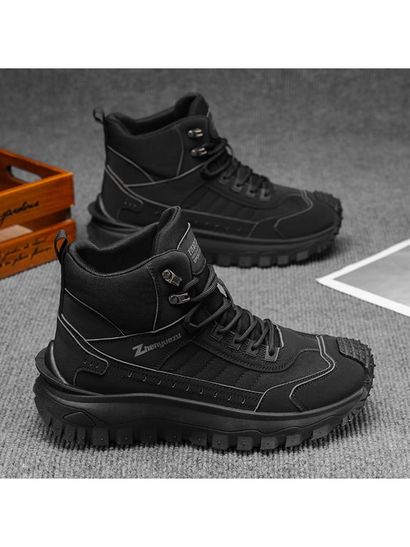 Men's High Top Tactical Hiking Boots, Lace Up Outdoor Work Boots for Trekking Camping