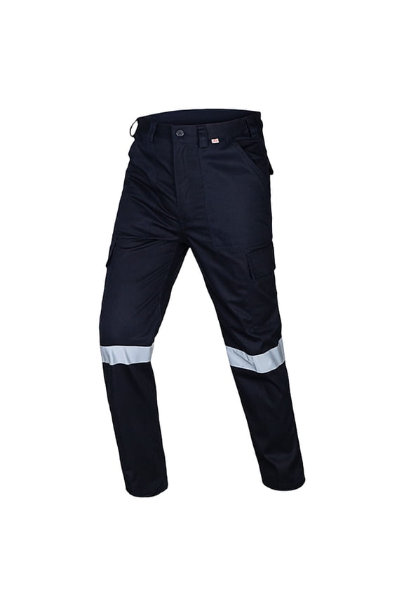 Men's High Visibility Cargo Pants Safety Work Trousers Elastic Waist Work Cargo Pants with Pockets