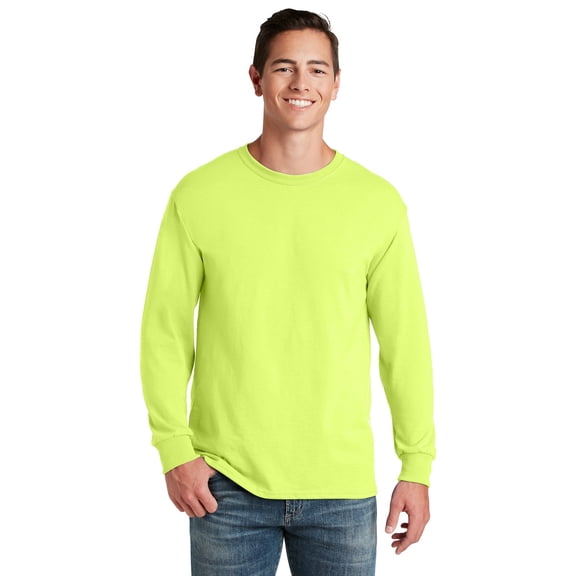 Men's High-Visibility Cotton/Poly Long Sleeve T-shirt, XL Safety Green