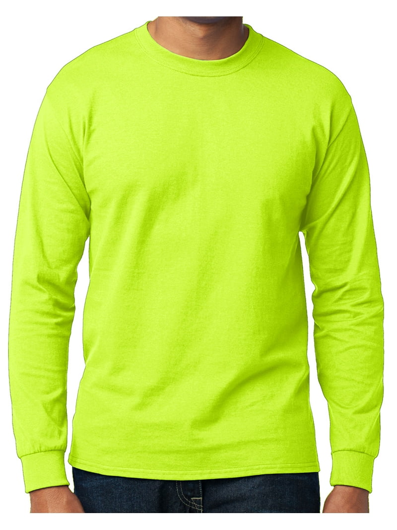 Men's High Visibility Long Sleeve T-shirt - Neon Green, 4XL
