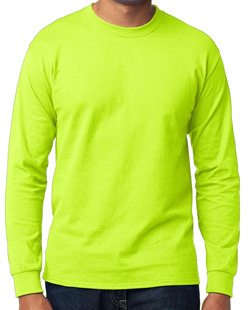 Men's High Visibility Long Sleeve T-shirt - Neon Green, 6XL