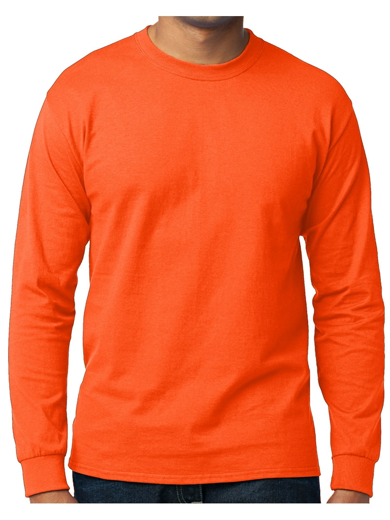 Men's High Visibility Safety Tee - Neon Orange, Work VIS Long