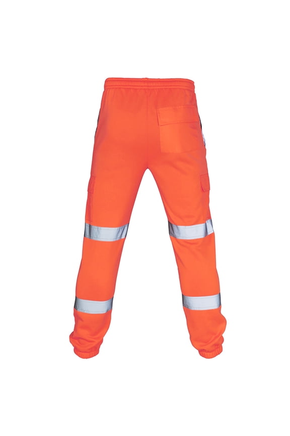 Men's High Visibility Reflective Stripes Multi Pocket Work Pants Road Work Training Tapered Cuff Full Length Safety Pants