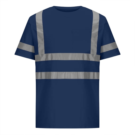 Men's High Visibility Shirts Short Sleeve Safety Reflective Strips T Shirts Quick Dry Mesh Hi Vis Construction Work Class 2 Shirt