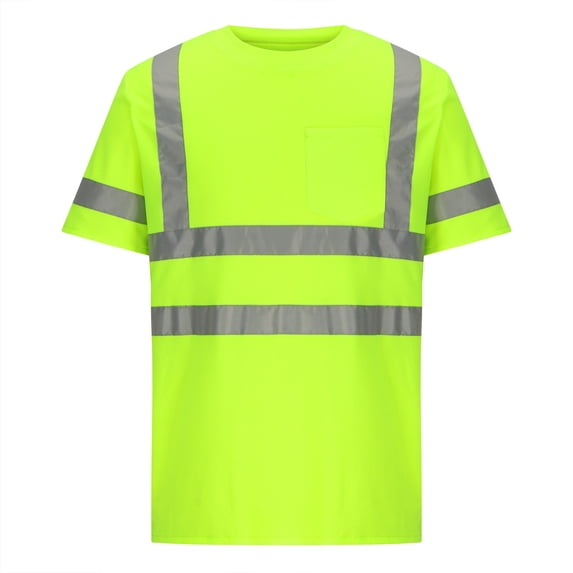 Men's High Visibility Shirts Short Sleeve Safety Reflective Strips T Shirts Quick Dry Mesh Hi Vis Construction Work Class 2 Shirt