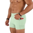 thumbnail image 1 of Men's High Waist Compression Athletic Shorts with Pockets, Breathable Tight Fit Gym Training 3 Inch Inseam Workout Bottoms for Running and Fitness, 1 of 6