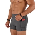 thumbnail image 1 of Men's High Waist Compression Athletic Shorts with Pockets, Breathable Tight Fit Gym Training 3 Inch Inseam Workout Bottoms for Running and Fitness, 1 of 6