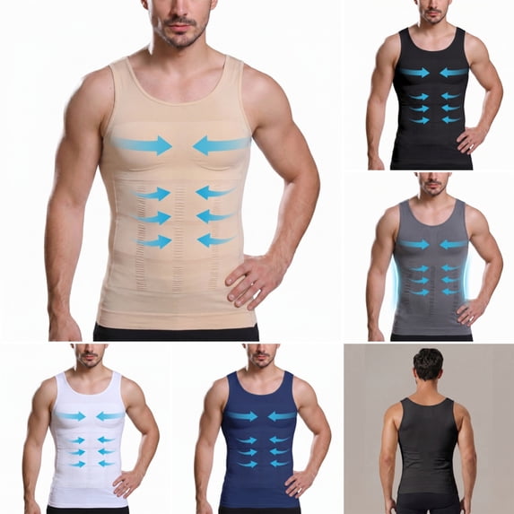 Men’s High-Waist Compression Shaper Vest, Seamless Slimming Tank Top with Tummy Control for a Streamlined Silhouette Complexion XL