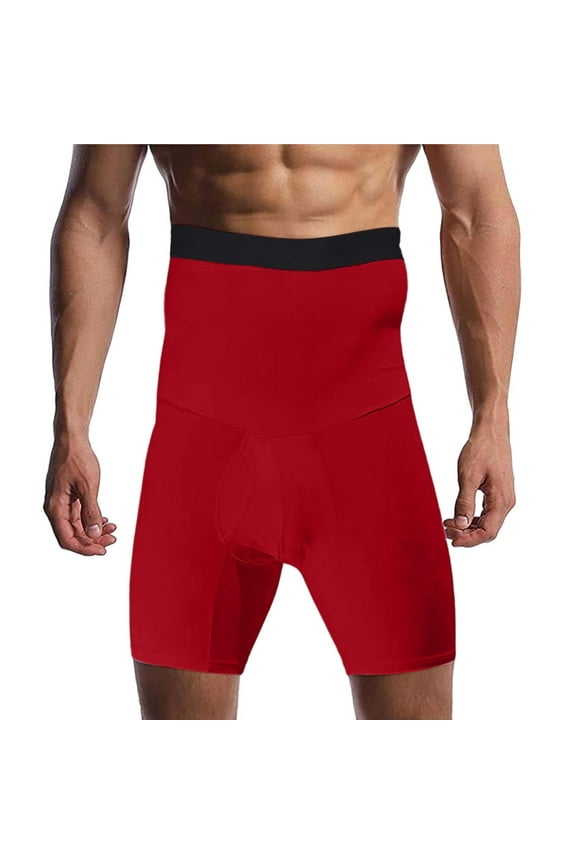 Men's High-Waist Compression Shorts – Tummy Control & Butt-Lifting Shapewear | Seamless Slimming Boxer Briefs with Silicone Pads (Invisible Under Clothing)