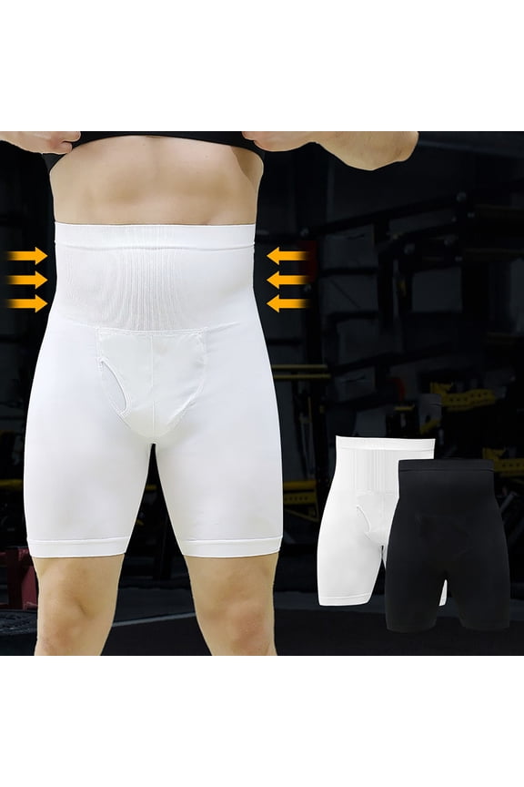 Men's High Waist Fitness Leggings, Body Shaping Sports Tights, Elastic Waist Breathable Stretchy, Gym Workout Running Yoga, Athletic Activewear Essentials | HAODEJW,Black L