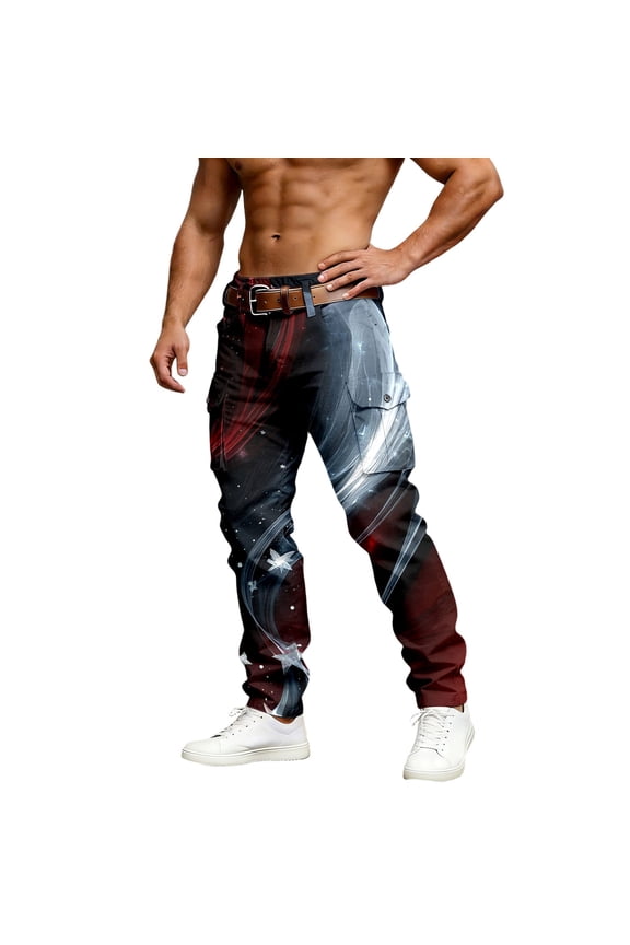 Men's High Waist Pants Casual Independence Day Commemorative Comfy Street 250Th Ed 4th Of July Patriotic Joggers Black 3XL
