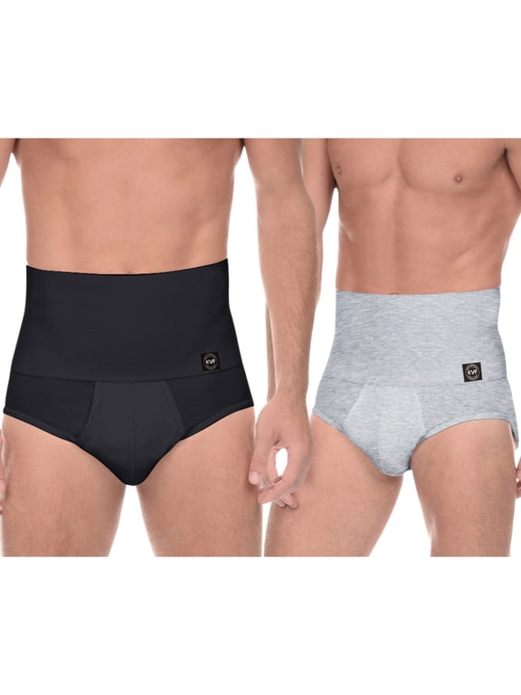 Men's High Waist Shapewear, Slimming Body Shaper Tummy Control Shapewear Waist Abdomen Trimming Stretch Boxer Brief, 2 Pack