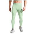thumbnail image 1 of Men's High Waisted Leggings Pants Sports Quick Dry Elastic Stretchy Yoga Tights for Running Cycling with Pockets (3XL, Green-2), 1 of 3