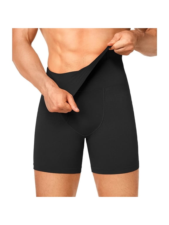 Men's High-Waisted Seamless Compression Shapewear Shorts Tummy Control Firm Control Invisible Belly Girdle Underwear Menswear for Sports & Outdoor Activities