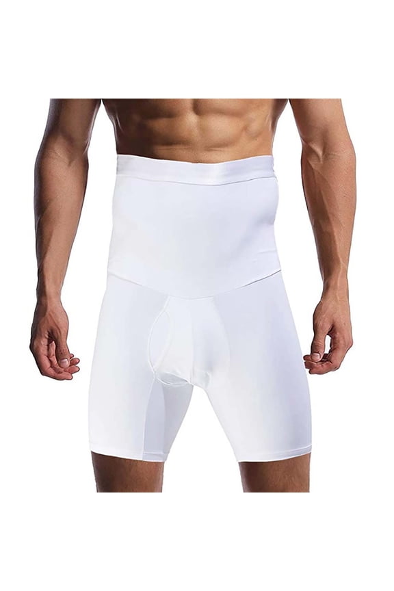 Men's High Waisted Silicone Slip Shapewear Shorts for Flat Tummy and Leg Support